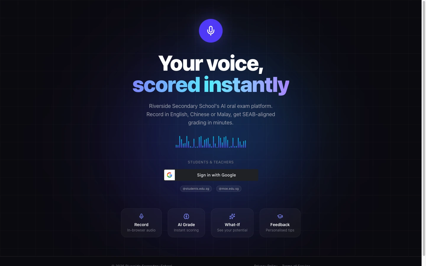 The Riverside Sec Oral Conversation sign-in page